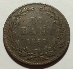 10 Bani 1867 Watt &amp;amp; Co, Bronz, Romania F foto