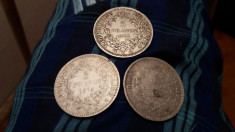 M. Lot 5 francs / franci 1873, 1874, 1877 K, Franta, argint foto
