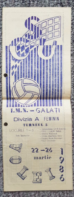 Program volei 1986 Divizia A feminin locurile 1-6 turneul 5 Galati foto