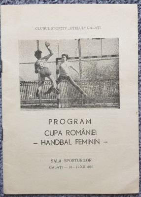 Program handbal 1986 Cupa Romaniei feminin Galati foto