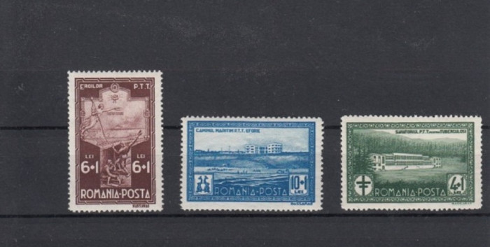 ROMANIA 1932 &ndash; SANATORIUL PTT, serie nestampilata cu sarniera, DG11