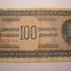 Iugoslavia Yugoslavia 100 Dinara 1944 Rara