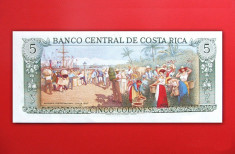 COSTA RICA - 5 Colones 1989 - UNC foto