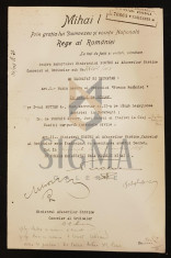 Brevet REGELE MIHAI I, MIRON CRISTEA, BUZDUGAN, DOCUMENT DE CANCELARIE, SEMNATURI ORIGINALE, CRIZA DINASTICA - REGENTA, 1928 foto