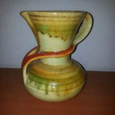 Vaza carafa ulcior ceramica multicolor marcata, inaltime 17 cm