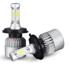 Set 2 leduri H4 Hi-Low COB Canbus pentru far auto putere 72W, luminozitate 8000 Lm, 12V - 24V foto