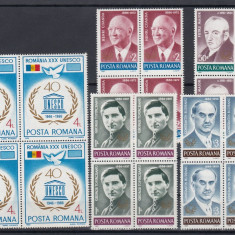 ROMANIA 1986 LP 1169 ANIVERSARI BLOCURI DE 4 TIMBRE MNH