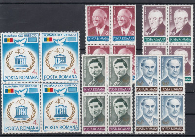 ROMANIA 1986 LP 1169 ANIVERSARI BLOCURI DE 4 TIMBRE MNH foto