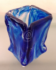 Vas de sticla albastra, 13 cm foto