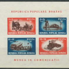ROMANIA 1948 – MUNCA IN COMUNICATII, colita MNH, DF1