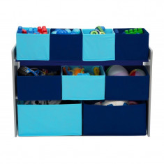 Organizator jucarii cu cadru din lemn Deluxe Grey Blue foto