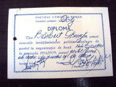 Diploma ,Invatamant Politic 1979 cu 2 carnete de participant foto