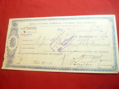 Bilet la Ordin Banca Barclays -Dominion Colonial and Overseas 1947, timbru Pales foto