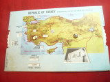 Ilustrata -Republica Turcia cu indicatii geografice ,economice , anii &#039;60, harta, Necirculata, Printata