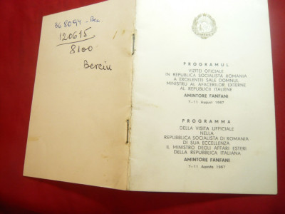 Programul oficial al Vizitei in Romania 1967 a Ministrului de Extene al Italiei foto