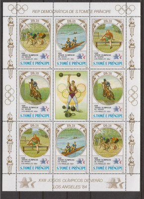 S. TOME E PRINCIPE 1983 SPORT J.O. de VARA ( bloc dantelat) MNH foto