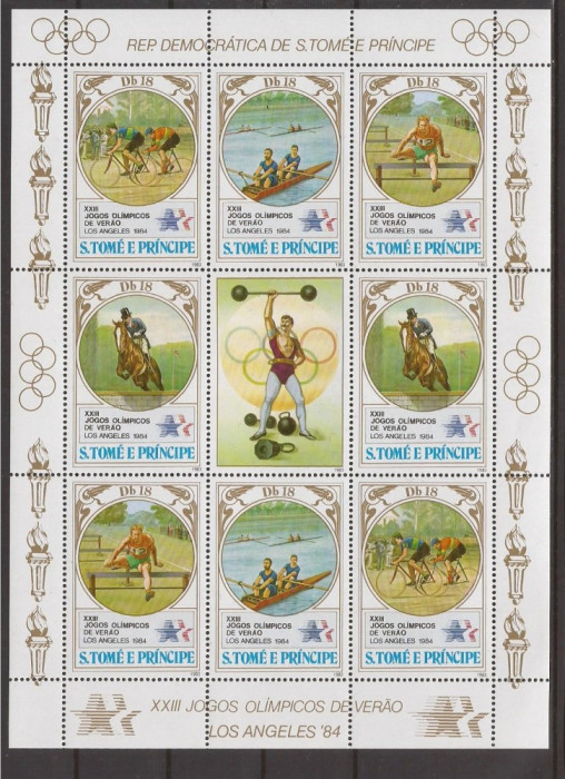 S. TOME E PRINCIPE 1983 SPORT J.O. de VARA ( bloc dantelat) MNH