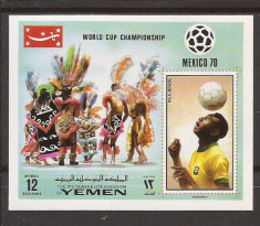 YEMEN 1970 SPORT C.M. de FOTBAL (colita nedantelata) MNH foto