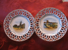 MINIATURA - SET FARFURII DECORATIVE PORTELAN UNGARIA DECOR BUDAPESTA 12.5 CM foto