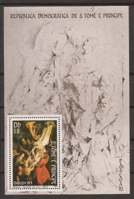 S. TOME E PRINCIPE 1983 PICTURA RUBENS (colita dantelata) MNH foto