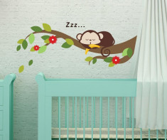 Sticker Sleeping Monkey on Branch foto