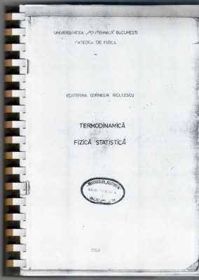 Termodinamica. Fizica statistica, Niculescu foto