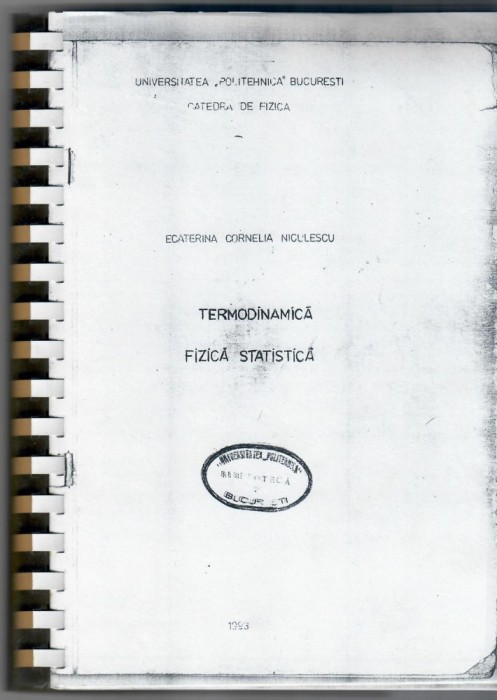 Termodinamica. Fizica statistica, Niculescu