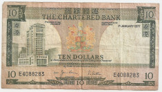 Hong Kong 10 Dollars DOLARI 1977 VF foto