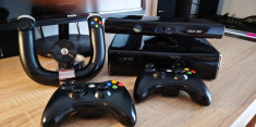 Microsoft Xbox 360, 500 GB, Kinect Camera + 2 controllere + 1 Volan + 13 jocuri foto