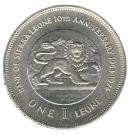 Sierra Leone 1 Leone 1974 - (Bank Anniversary) Cupru-nichel, KM-26 UNC !!! foto