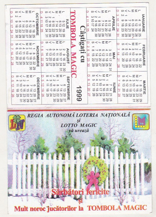 bnk cld Calendar de buzunar 1999 - Loteria Nationala