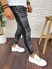 Pantaloni de trening pentru barbati in carouri - PREMIUM - NEGRI - A2778 94-4 foto