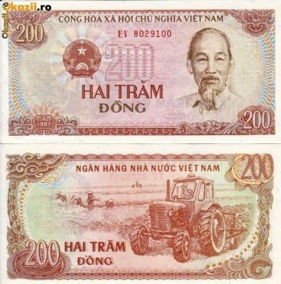 Vietnam, 200 Dong 1987, UNC_Ho Chi Minh foto