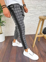 Pantaloni de trening pentru barbati in carouri - PREMIUM - GRI - A2767 95-2 foto