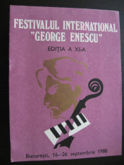 Program - Festival George Enescu, 16-26 septembrie 1988 foto