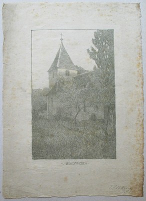 Linistea de seara - semnat E.Schlotter &amp;#039;07 (1907) foto