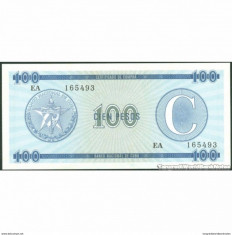 !!! CUBA - 100 PESOS VALUTA 1985 , SERIA C2 - P FX25 - UNC foto