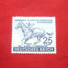 Timbru 25 pf+100 albastru Calarie Germania 1942 cu sarniera