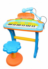 Orga/Piano Music cu scaunel ?i microfon pentru copii,cu sunete si lumini foto