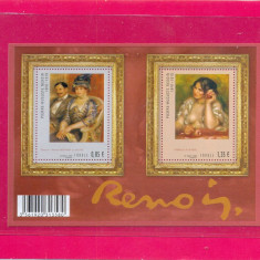 FRANTA 2009 -pictura Bloc RENOIR cu 2 timbre tematica pictura,MNH