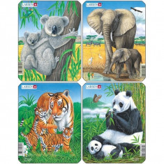 Set 4 Puzzle-uri Animale: Koala, Elefant, Tigru, Panda, 8 piese Larsen LRV4 B39016803 foto