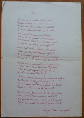 Manuscris olograf Virgil Carianopol, poezia Țara foto
