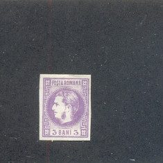 RO-0057=Lp 22a=Romania 1868-4 bani violet-hartie galbuie,nestampilat,SARNIERA