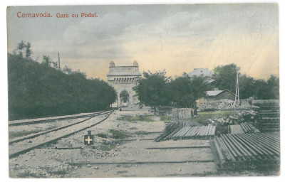 4327 - CERNAVODA, Dobrodea, Bridge, Railway, - old postcard - used - 1908 foto