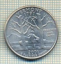 11639 MONEDA -S.U.A.- QUARTER DOLLAR VERMONT- ANUL 2001 P-STAREA CARE SE VEDE