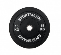 Greutate Cauciuc Bumper Plate SPORTMANN - 15 kg / 51 mm - Negru foto