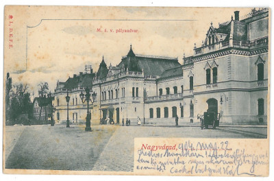4122 - ORADEA, Railway Station, Romania - old postcard - used - 1904 foto