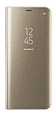 Husa Tip Carte Mirror Samsung Galaxy S7 Edge Gold Cu Folie Silicon Upzz Inclusa foto