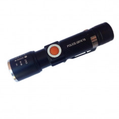 Mini lanterna cu zoom Police Q616 T6, USB, 3 faze iluminare foto
