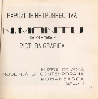 CATALOG EXPOZITIE RETROSPECTIVA N. MANTU - NATALIA BUCIAC foto